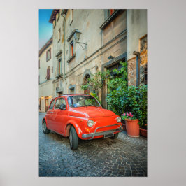 Poster Fiat 500, red, Classic Italiana Carro, Itália