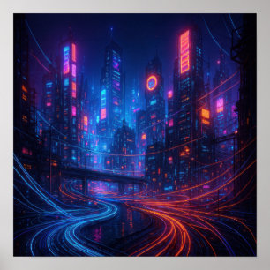 Poster Fibra ótica Cityscape