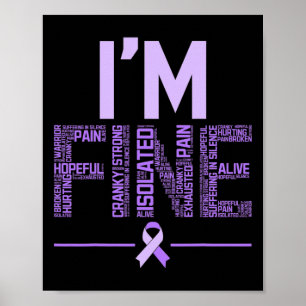 Poster Fibromialgia fina Guerreira Fibro-Consciência Puro