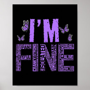 Poster Fibromialgia fina Guerreira Fibro-Consciência Puro