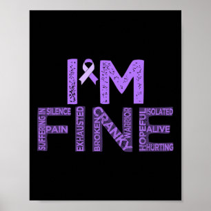 Poster Fibromialgia fina Guerreira Fibro-Consciência Puro
