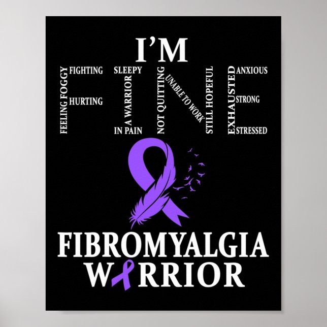 Poster Fibromialgia Sensibilização Guerreira Suporte Roxo (Frente)