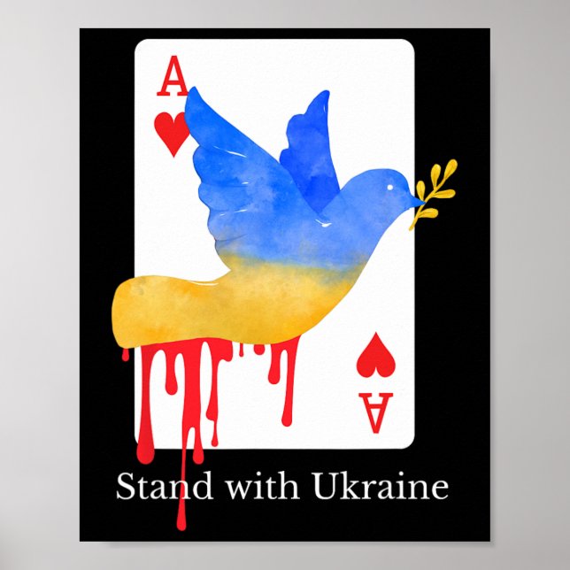 Poster Fica Com a Ucrânia Ás da Guerra Camiseta de Apoio  (Frente)