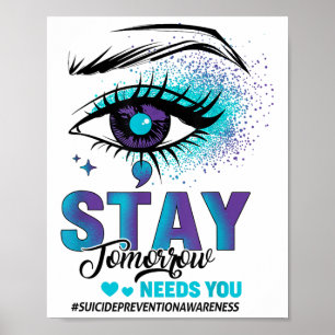 Poster Ficar Conscientização Prevenção Suicídio Verde-Rox