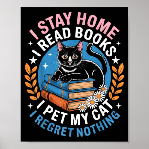 Poster Ficar em casa ler livros acariciar gato introverti