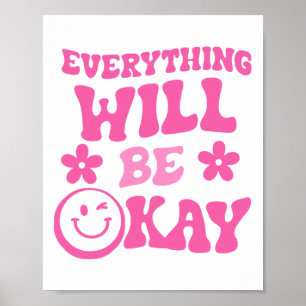 Poster Ficará OK Retro Groovy Mental Health Consciência