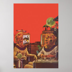 Poster Ficção científica do vintage, capacetes