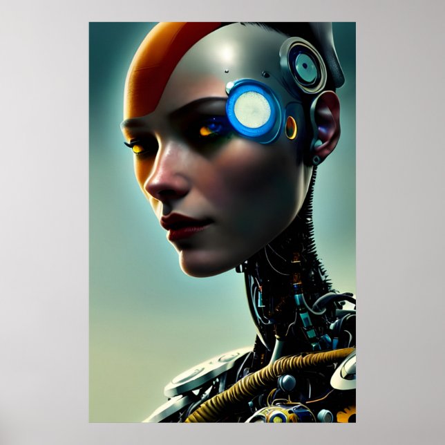 Poster Ficção científica futurística Cyborg Lady Wall Art (Frente)