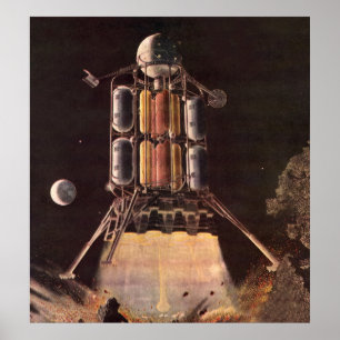 Póster Ficção científica Rocket do vintage que sopra f