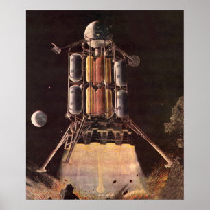 Póster Ficção científica Rocket do vintage que sopra f