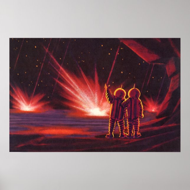 Póster Ficção Científica Vintage Alien Explosão do Planet (Frente)