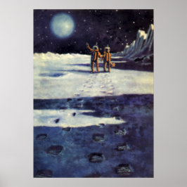 Póster Ficção Científica Vintage Astronauta Alienígenas n