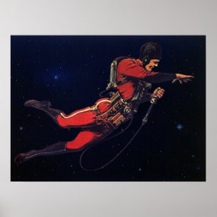 Poster Ficção Científica Vintage Astronauta no Espaço Sid