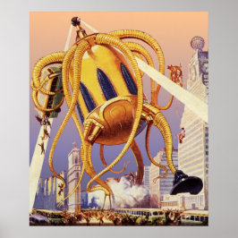 Poster Ficção Científica Vintage Guerra de Invasão Alien