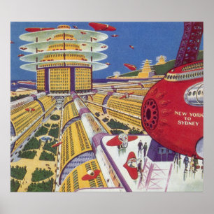 Póster Ficha científica em vintage, Nova Iorque futurísti