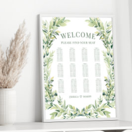 Poster Ficha de folha verde esteira de boho esteira