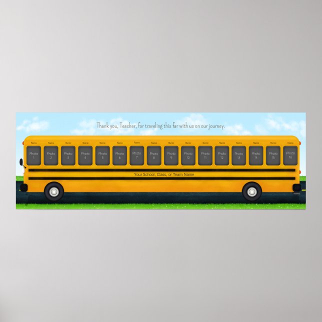 Poster Ficheiro Personalizado do Long Yellow School Bus 1 (Frente)
