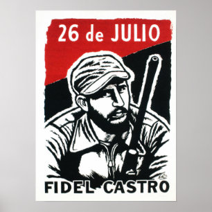 Poster Fidel Castro Movimento Revolução Cubana Propagan
