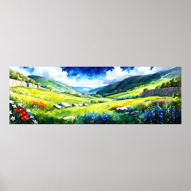 Poster "Fieldale" Wide Landscape Yorkshire Dales Cena (Frente)