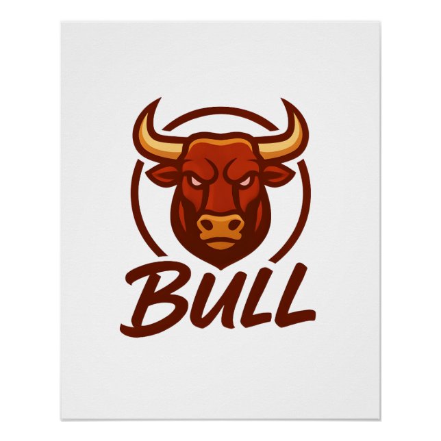 Póster Fierce Bull Head Logo, Creative Mascot BULL (Frente)