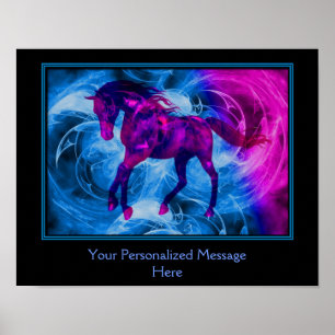 Póster Fiery Black Fantasy Horse Personaliza