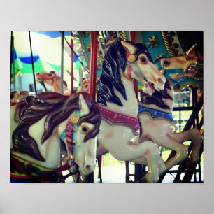 Poster Fiery Carousel Horse Trio