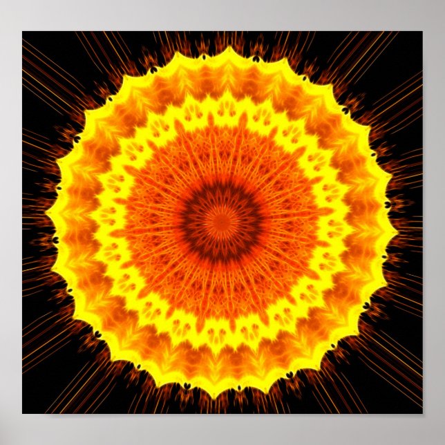 Póster Fiery Flower Mandala (Frente)