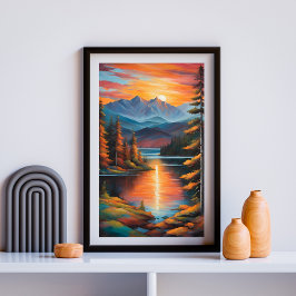 Poster Fiery Mountain Sunset