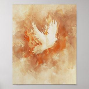 Poster Fiery Sagrado Espírito Christian Watercolor Wall A
