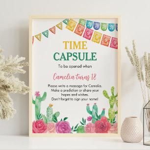 Poster Fiesta Cactus Girl Birthday Time Capule Sinal