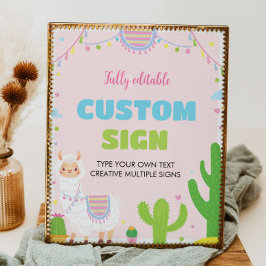 Poster Fiesta Llama - Sinal de Mesa