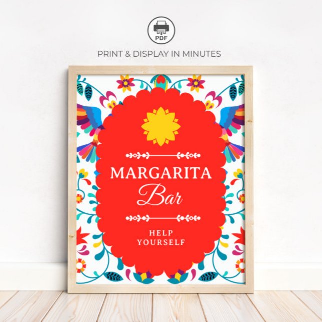 Poster Fiesta Mexican Margarita Bar Bridal Shower Sign (Criador carregado)