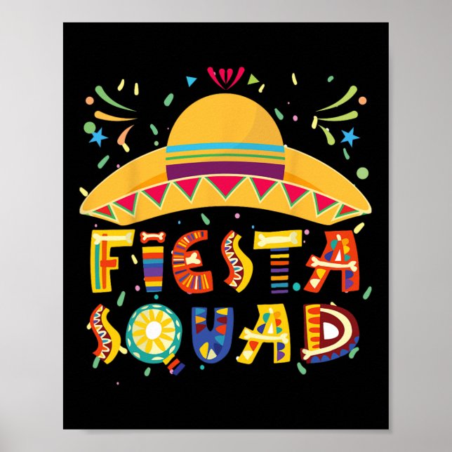 Poster Fiesta Squad México Fiesta Taco Guitar Cinco De Mã (Frente)