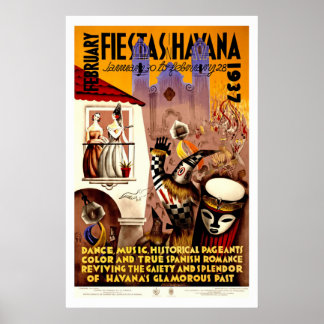 Póster Fiestas na Viagens vintage de Havana