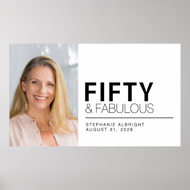 Poster Fifty and Fabulous Photo 50th Birthday Party (Frente)