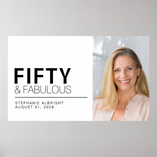 Poster Fifty and Fabulous Photo 50th Birthday Party (Frente)