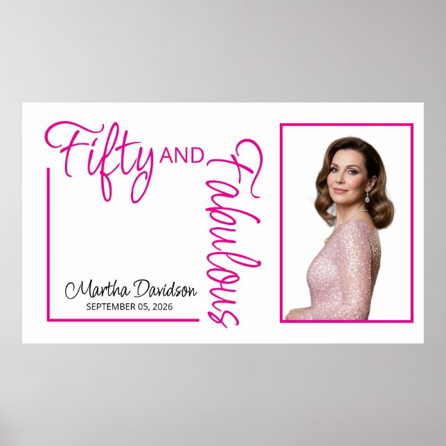Poster Fifty and Fabulous Photo 50th Birthday Party Poste (Frente)
