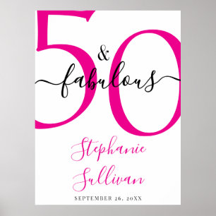 Poster Fifty e Fabuloso Aniversário de 50 anos Rosa