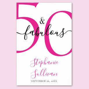 Poster Fifty e Fabuloso Aniversário de 50 anos Rosa 
