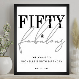 Poster Fifty Fabulous 50th Birthday Party Welcome Sign