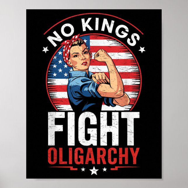 Poster Fight Oligarchy Protest Sign Democracy No Kings In (Frente)
