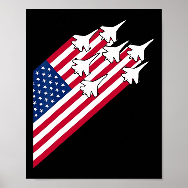 Poster Fighter Jets U Bandeira 4° De Julho Fighter Jet Fl (Frente)