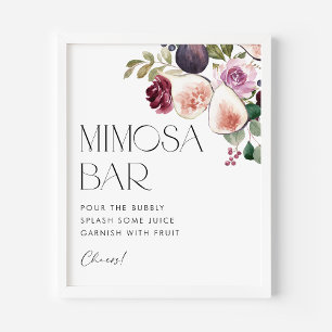 Poster Figos e Bar Berry Floral Chá de panela Mimosa