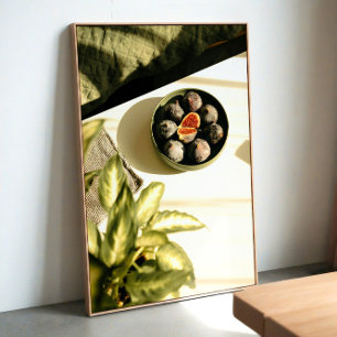 Poster figos na tigela de frutas - arte minimalista para 