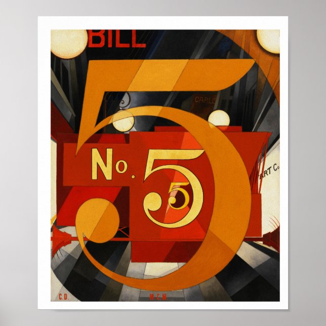 Póster Figura 5 em Dourado por Charles Demuth (Frente)