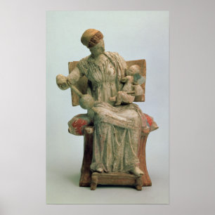 Póster Figura de Afrodite brincando com Eros