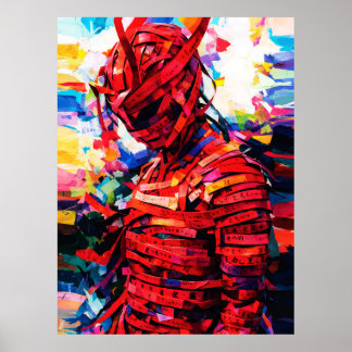 Poster Figura de Caligrafia Vibrante com Roteiro Vermelho