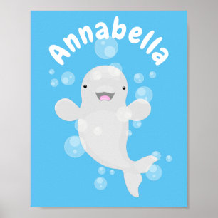 Poster Figura de desenho animado de bolhas de baleia belu
