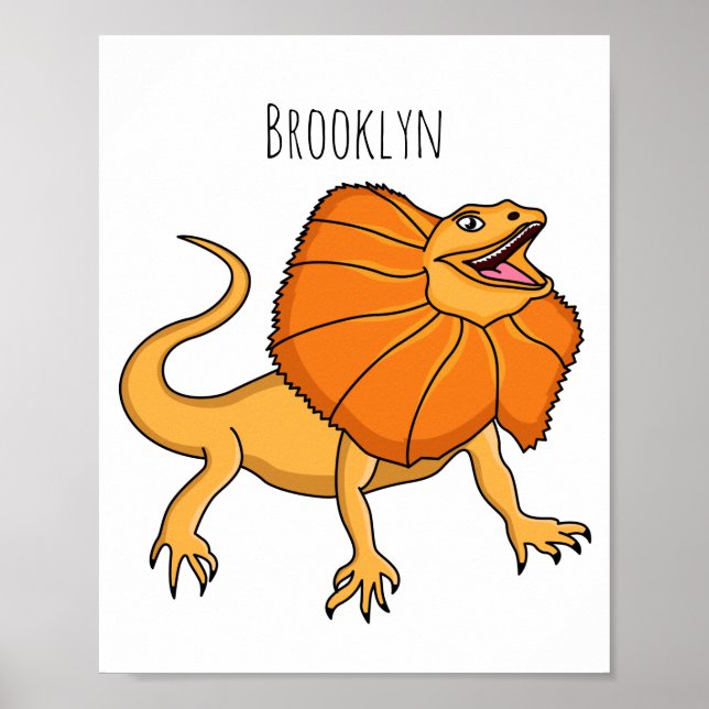 Poster Figura de desenho animado de lagarto-de-pescoço-fr (Frente)