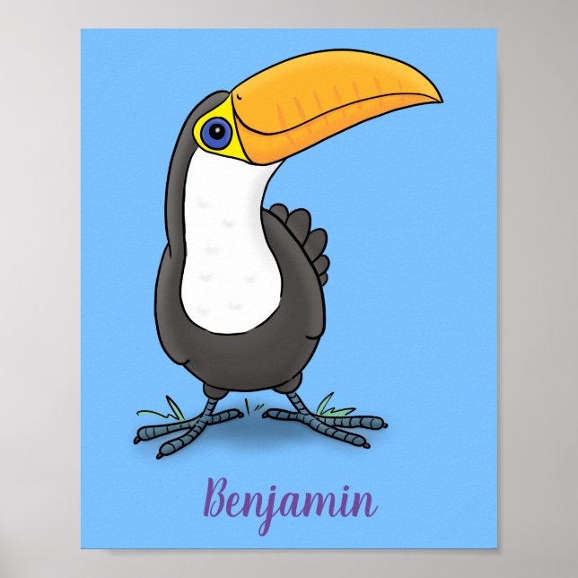 Poster Figura de desenho animado de tucano feliz e bonito (Frente)